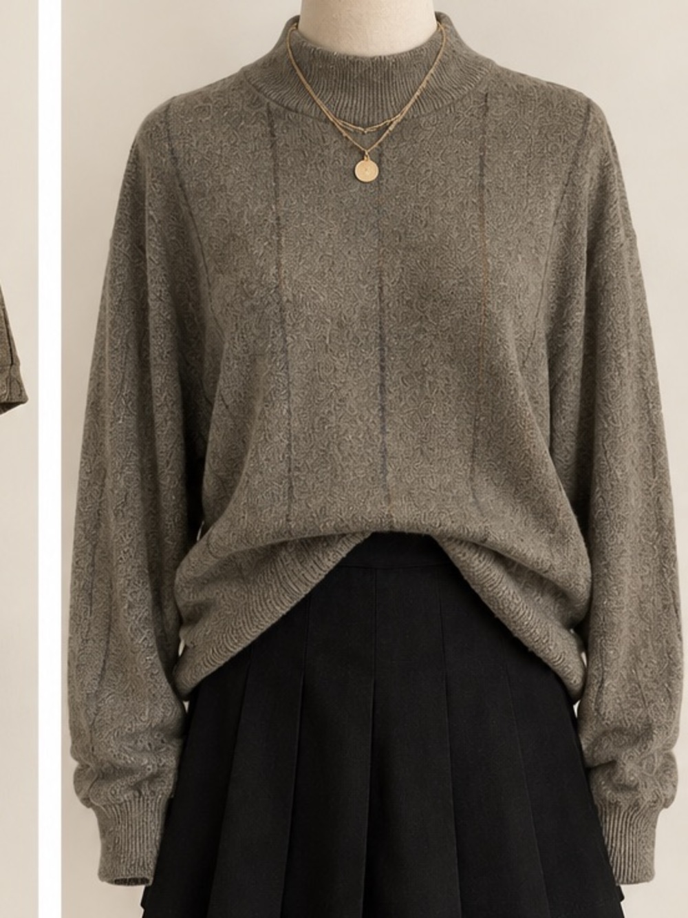 Men's mock Turtleneck Sweater in Taupe — Classic Everyday Layer made in Italy